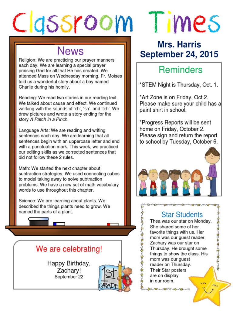Weekly Classroom Update 9/24/15 | PDF