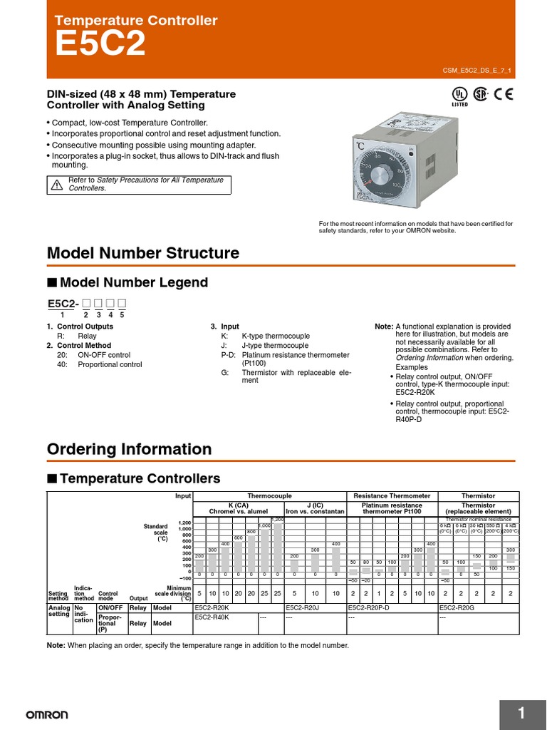 Control de Temperatura Omron Modelo E5c2 | PDF | Power Supply ...