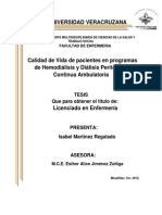 Calidad de Vida de Px Con Hemodialisis y Dialisis Peritoneal VERACRUZ