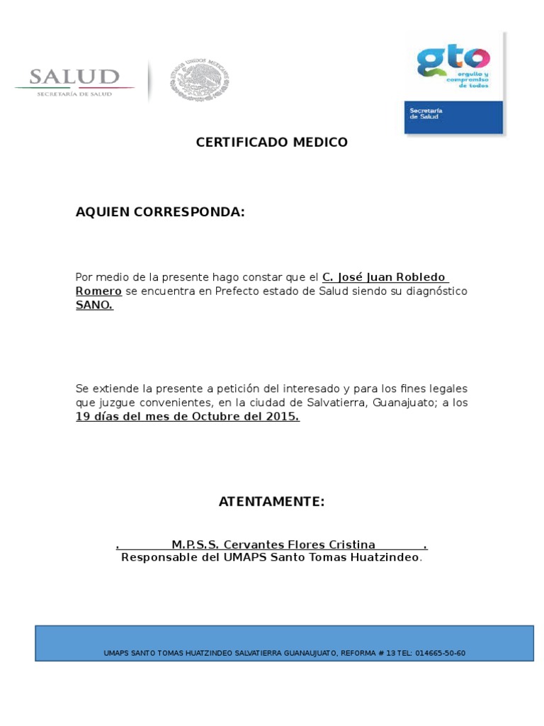 Certificado Medico
