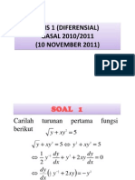 Kuis 1 Diferensial-Kelas C Dan Kelas A - 10 November 2011