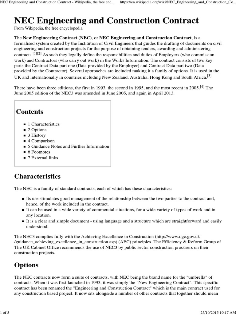 NEC Engineering and Construction Contract | PDF | Business | Economic ...