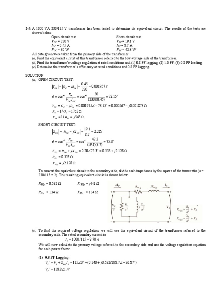Transformer Voltage Regulation Analysis | PDF