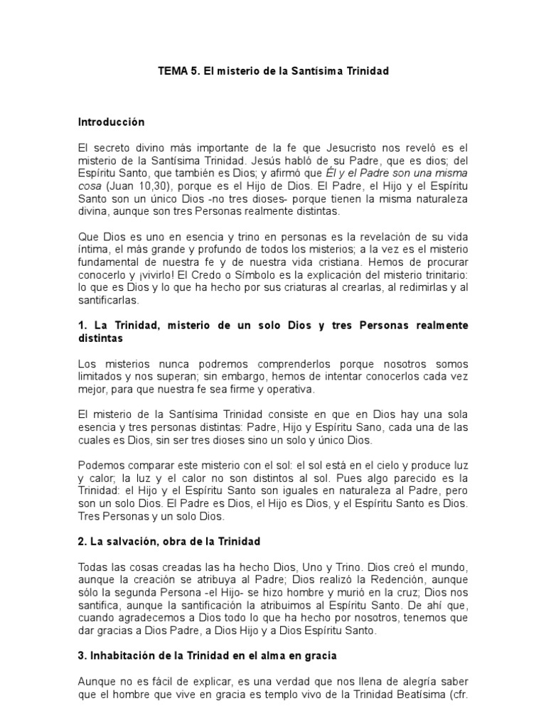Ejemplos de la Trinidad en la fe cristiana | PDF | Trinidad | espíritu ...