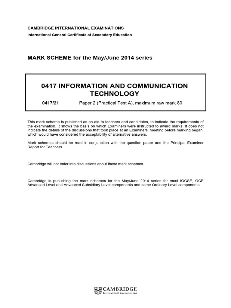 0417 s14 Ms 21 | PDF | Schools | Teaching And Learning