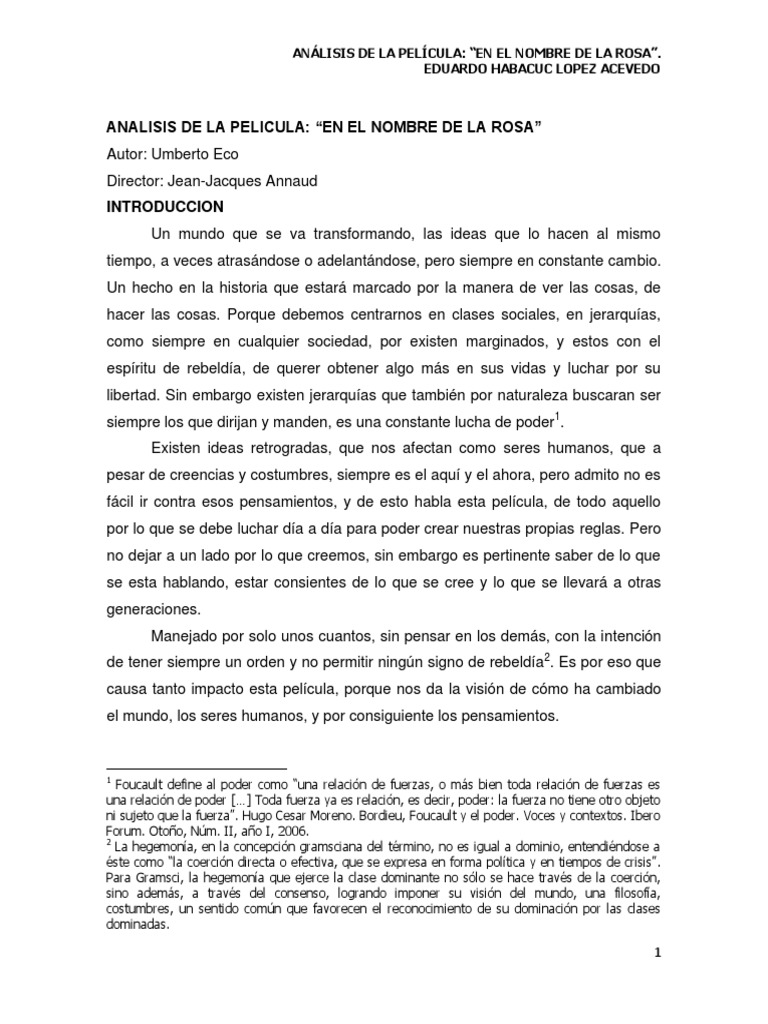 Analisis Nombre de La Rosa PDF