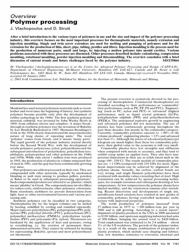 Overview Polymer Processing Extrusion Polyethylene - 