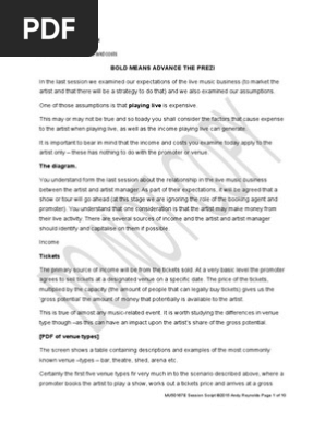 MU50167E Session  3 - Artist income and costs