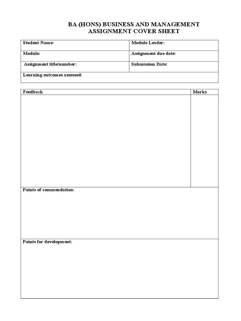 Business Management Assignment Cover Sheet | PDF