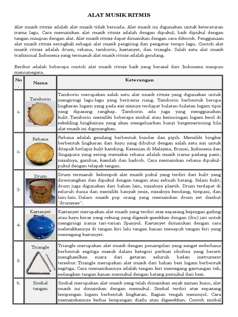  Gambar  Alat  Musik  Ritmis  Dan Keterangannya  Berbagai Alat 