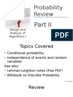 Probability Review Design and Analysis of Algorithms I Part II Topics