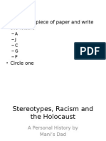 Presentation On Stereotyes Racism and The Holocaust