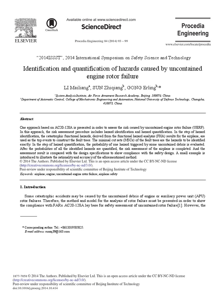 Identification and Quantification of Hazards Caused by Uncontained ...
