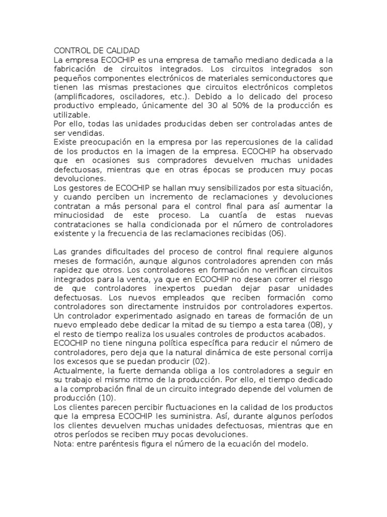Control de Calidad en ECOCHIP: Desafíos y Soluciones | PDF | Circuito ...