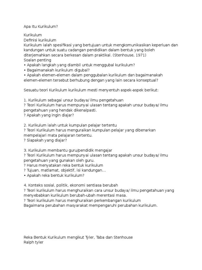 Apa Itu Kurikulum