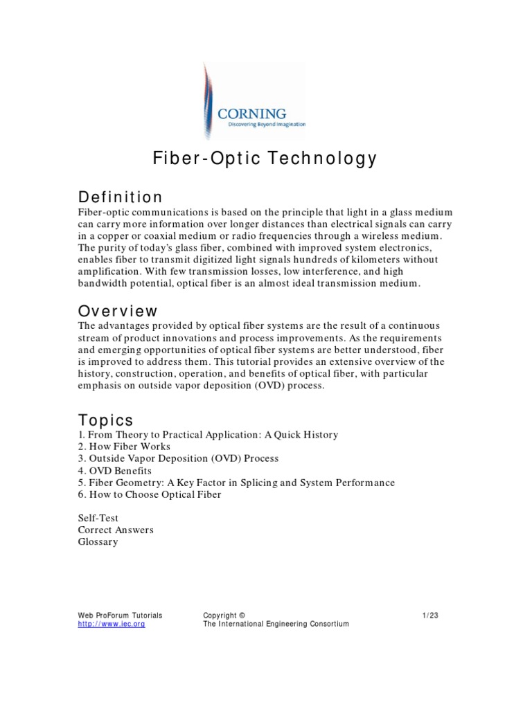 Fiber-Optic Technology: Web Proforum Tutorials © 1/23 The International ...