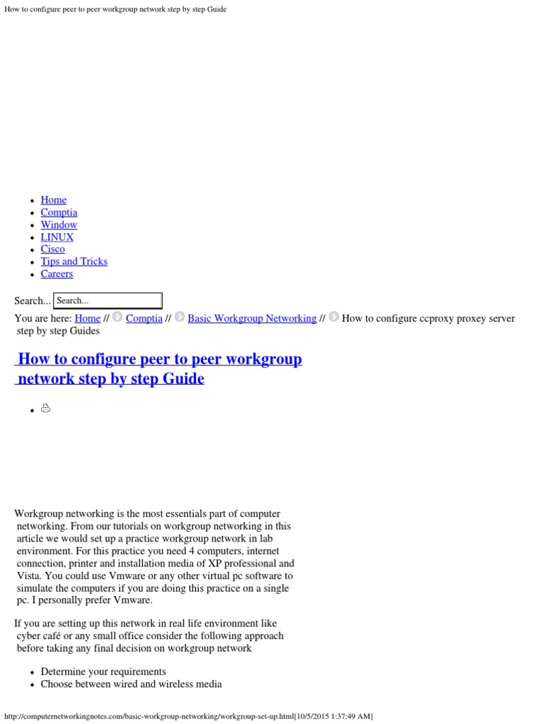 How To Configure Peer To Peer Workgroup Network | PDF | Local Area ...