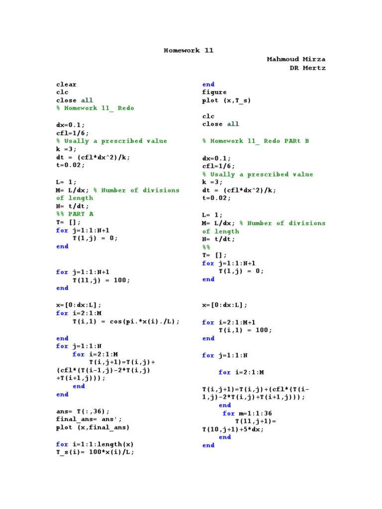 MATLAB Homework 11 | PDF