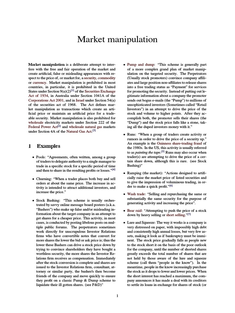 market manipulation thesis