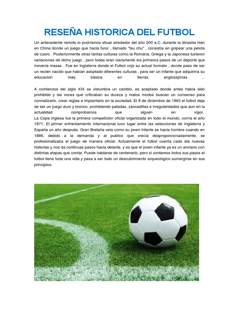 Reseña Historica Del Futbol | PDF | Asociación de Futbol | Deportes