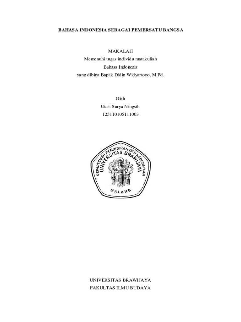 Bahasa Indonesia Sebagai Pemersatu Bangsa Pdf