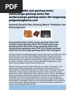 Download 082186148884 Jual Genteng Beton BekasHarga Genteng Beton Flat MutiaraHarga Genteng Beton Flat Tangerang Jualgentengbetoncom by Produsen Genteng Beton SN287014229 doc pdf