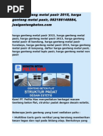 Download Harga Genteng Metal Pasir 2015 Harga Genteng Metal Pasir 082186148884 Jualgentengbetoncom by Produsen Genteng Beton SN287014242 doc pdf