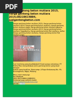 Download Harga Genteng Beton Mutiara 2015 Harga Genteng Beton Mutiara 201408218614884 Jualgentengbetoncom by Produsen Genteng Beton SN287014255 doc pdf