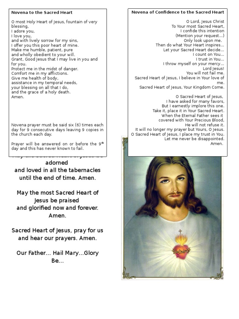 Novena Prayer: Novena To The Sacred Heart Novena of Confidence To The ...