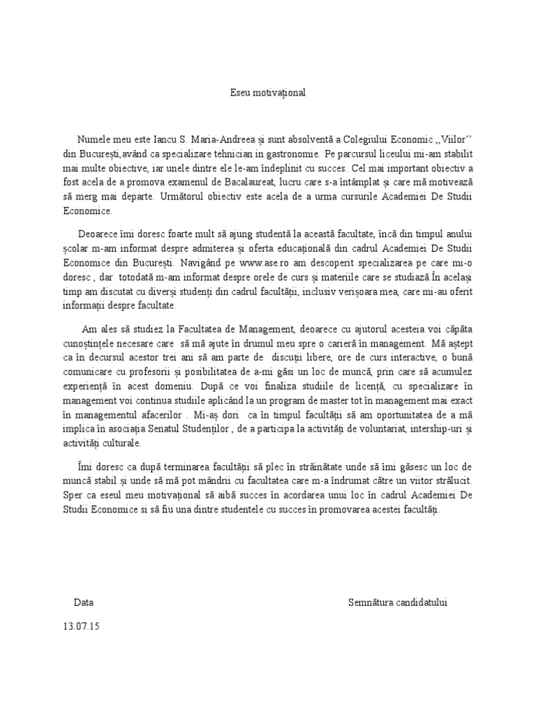 Eseu Motivational Ase