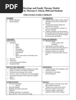 Mft ModeMajor Marriage and Family Therapy Models