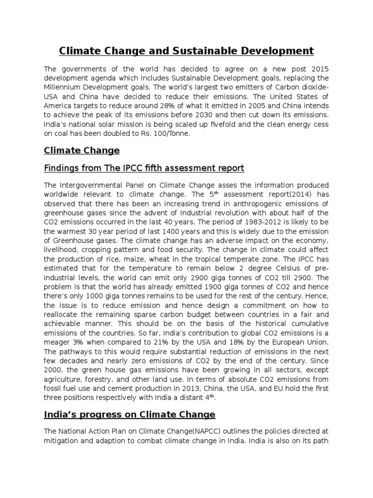 Climate Change and Sustainable Development-Shubham Kalia | PDF ...
