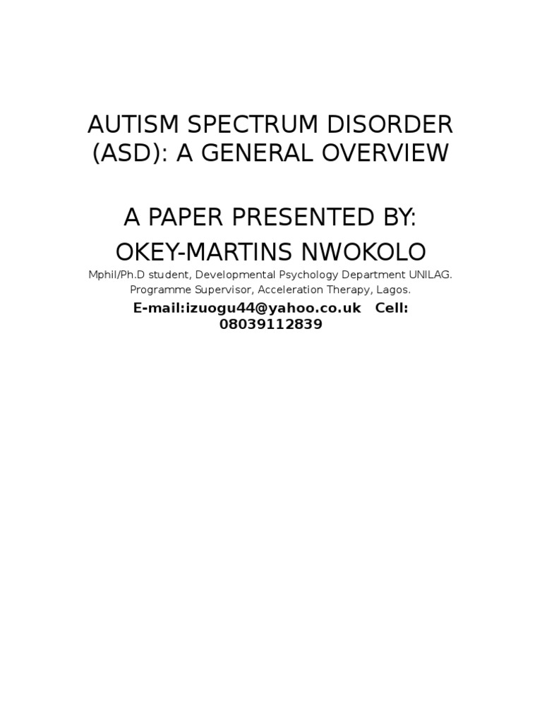 Austism Spectrum Disorder | PDF | Autism Spectrum | Pervasive ...