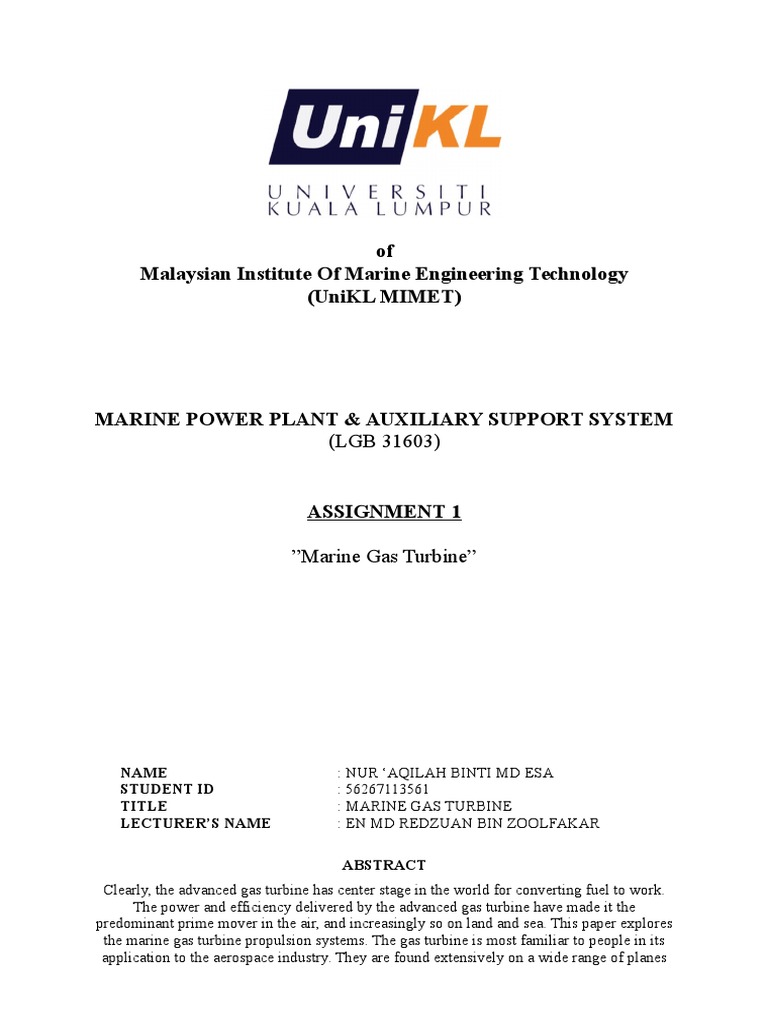 Marine Gas Turbine | PDF | Gas Turbine | Marine Propulsion