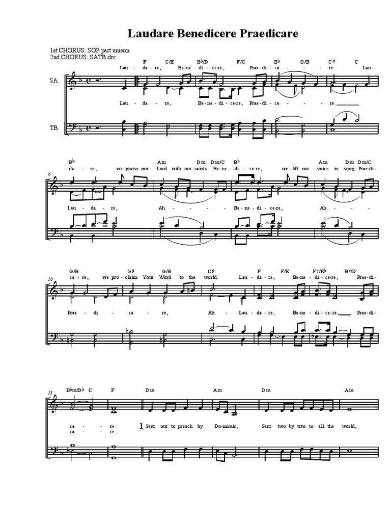 Partitura Laudare Benedicere Praedicare | PDF