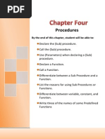 Procedures: by The End of This Chapter, Student Will Be Able To