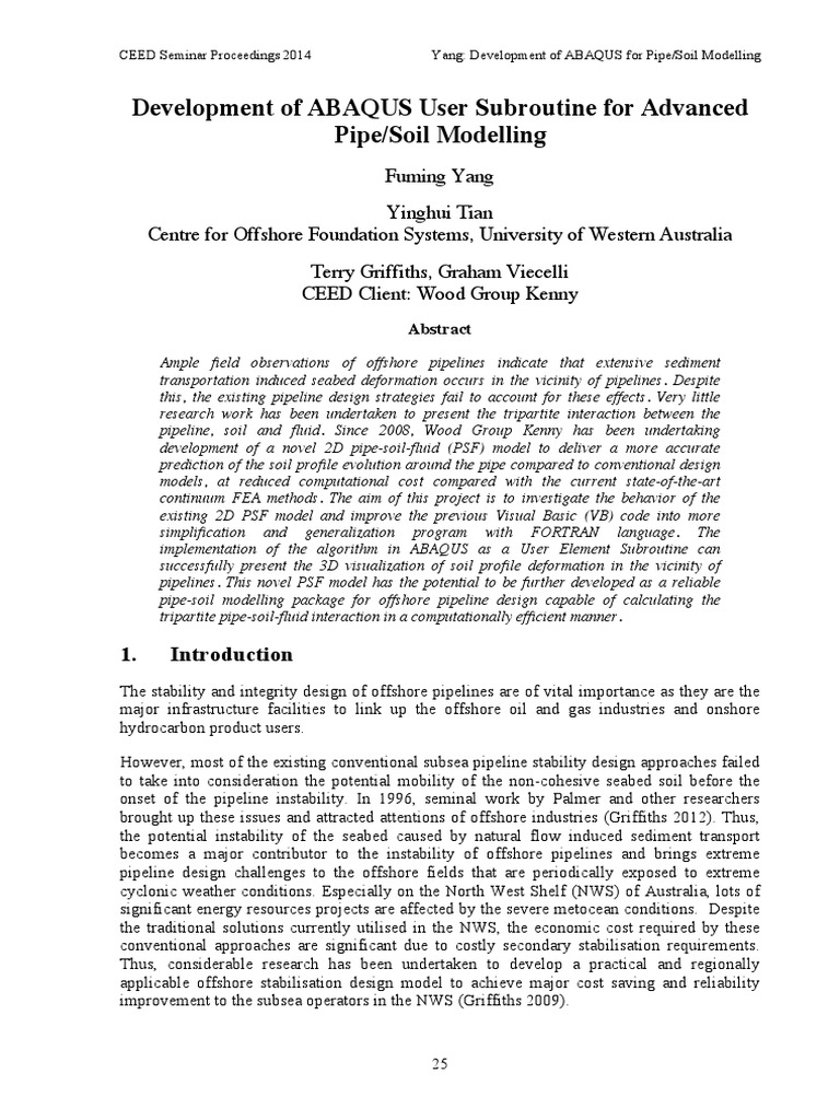 Wood Group KennyDevelopment of ABAQUS User Subroutine For Advance Pipe