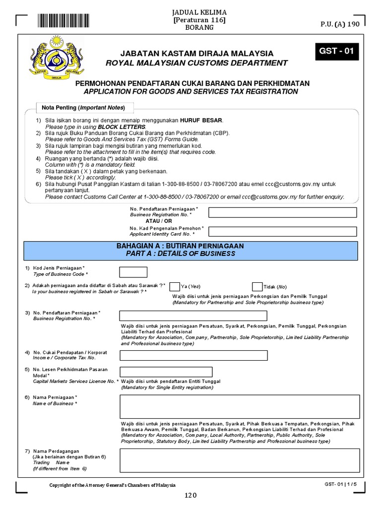 GST Registration Application Malaysia | PDF