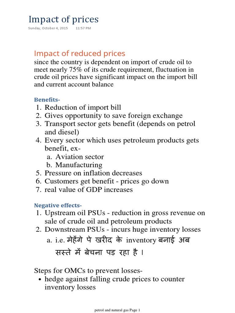 Effects of Crude Oil Price Reductions | PDF