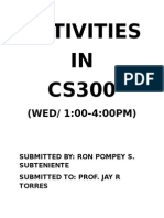 Activities IN CS300: (WED/ 1:00-4:00PM)