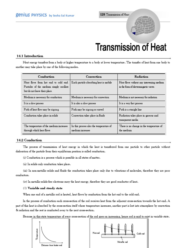 14 Transmission of Heat | PDF | Convection | Thermal Conduction