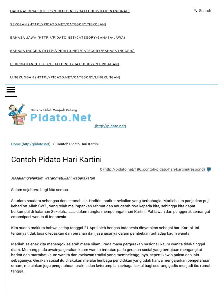 Contoh Pidato Hari Kartini
