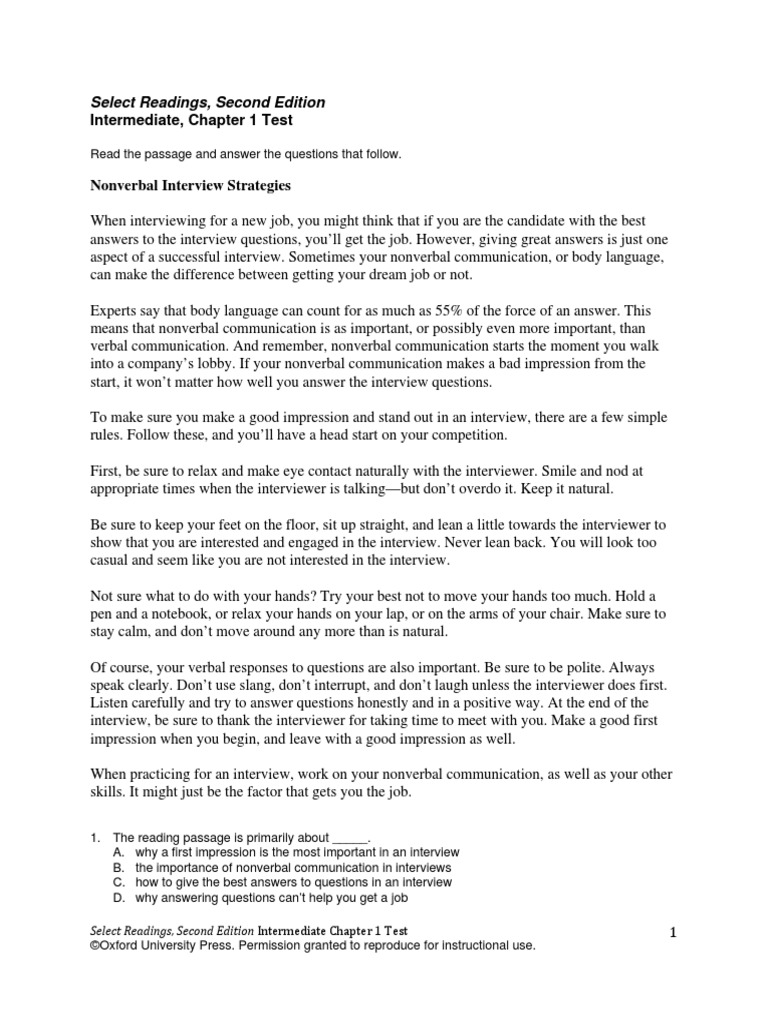 Job Interview Tips Pdf Nonverbal Communication Body Language