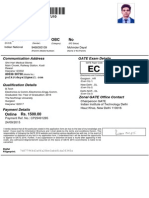 11 Apr 1994 Male OBC No: Communication Address GATE Exam Details