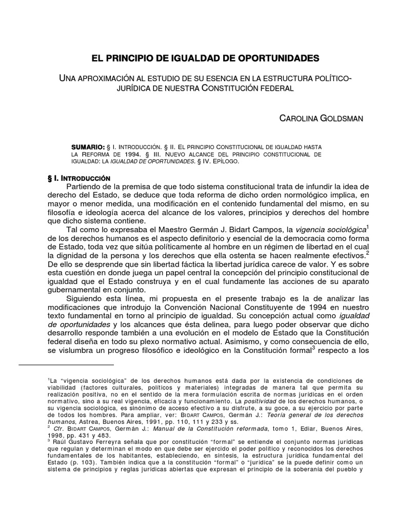 El Principio de Igualdad de Oportunidades | PDF | Constitución ...
