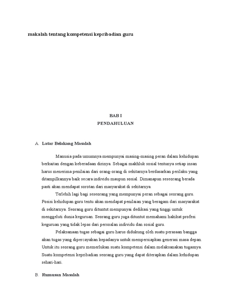 Makalah Tentang Kompetensi Kepribadian Guru Aminudin