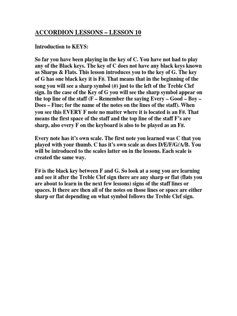 Accordion Lessons Lesson 10 . That Means That in The Beginning of