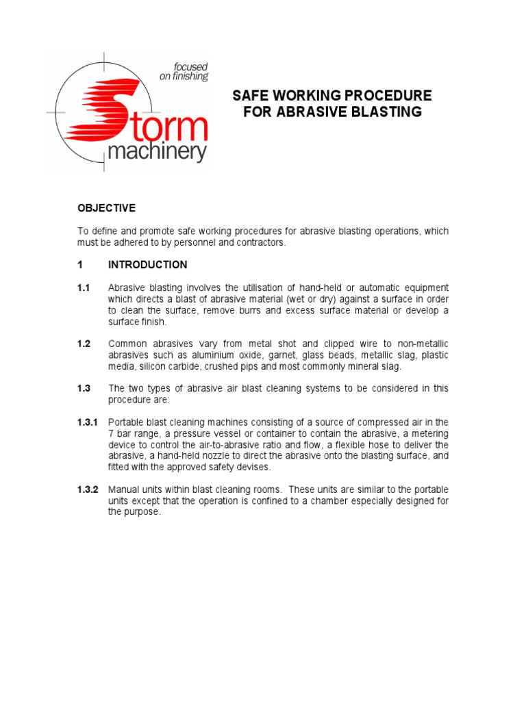 Safe Blasting Procedures Abrasive Dust