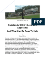 Substandard Entry Level Job Applicants and What Can Be Done To Help