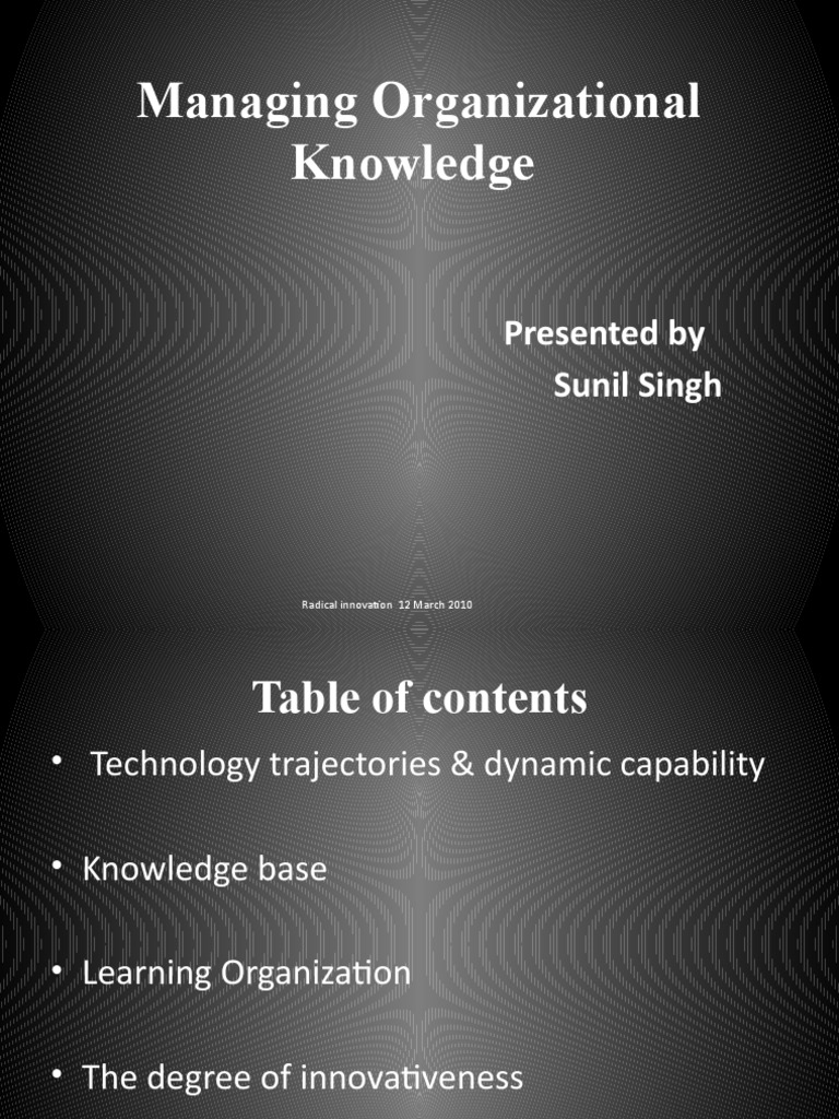 Managing Organisational Knowledge by Sunil | PDF | Computing | Business